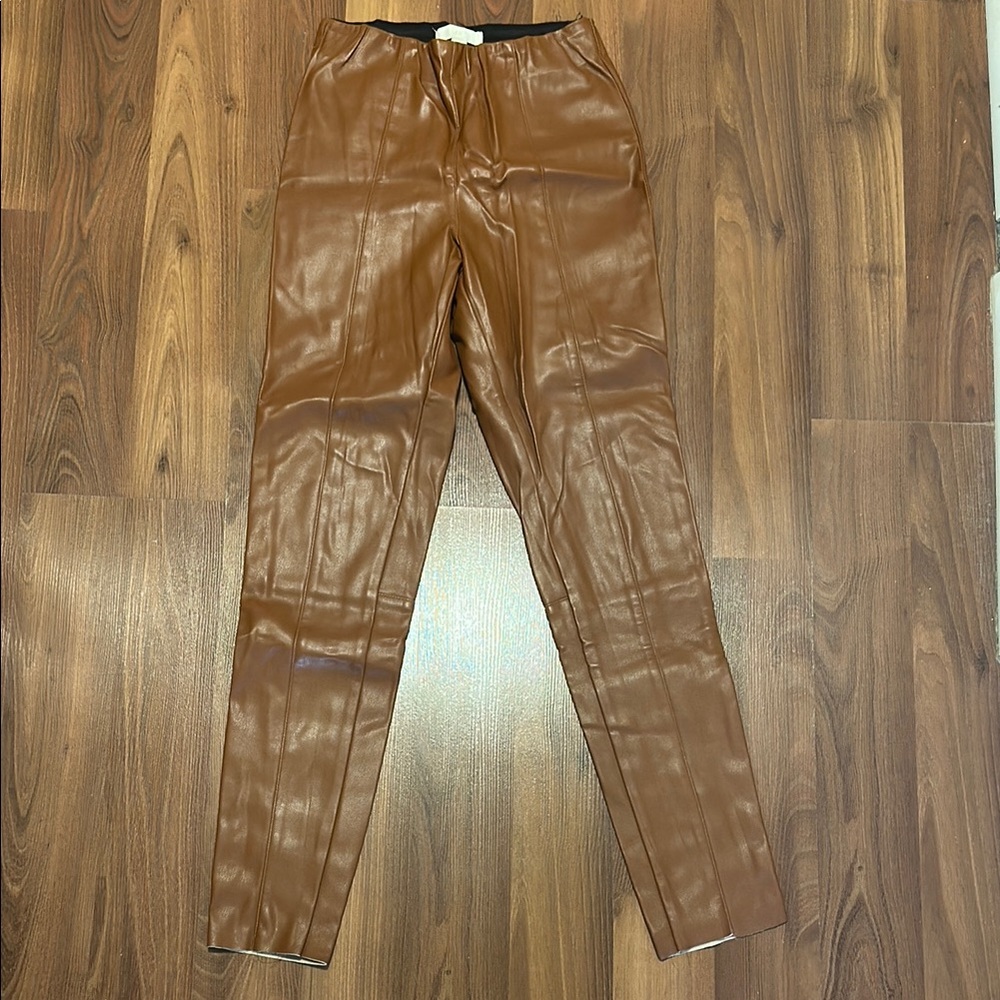 Brown Faux Leather Pants